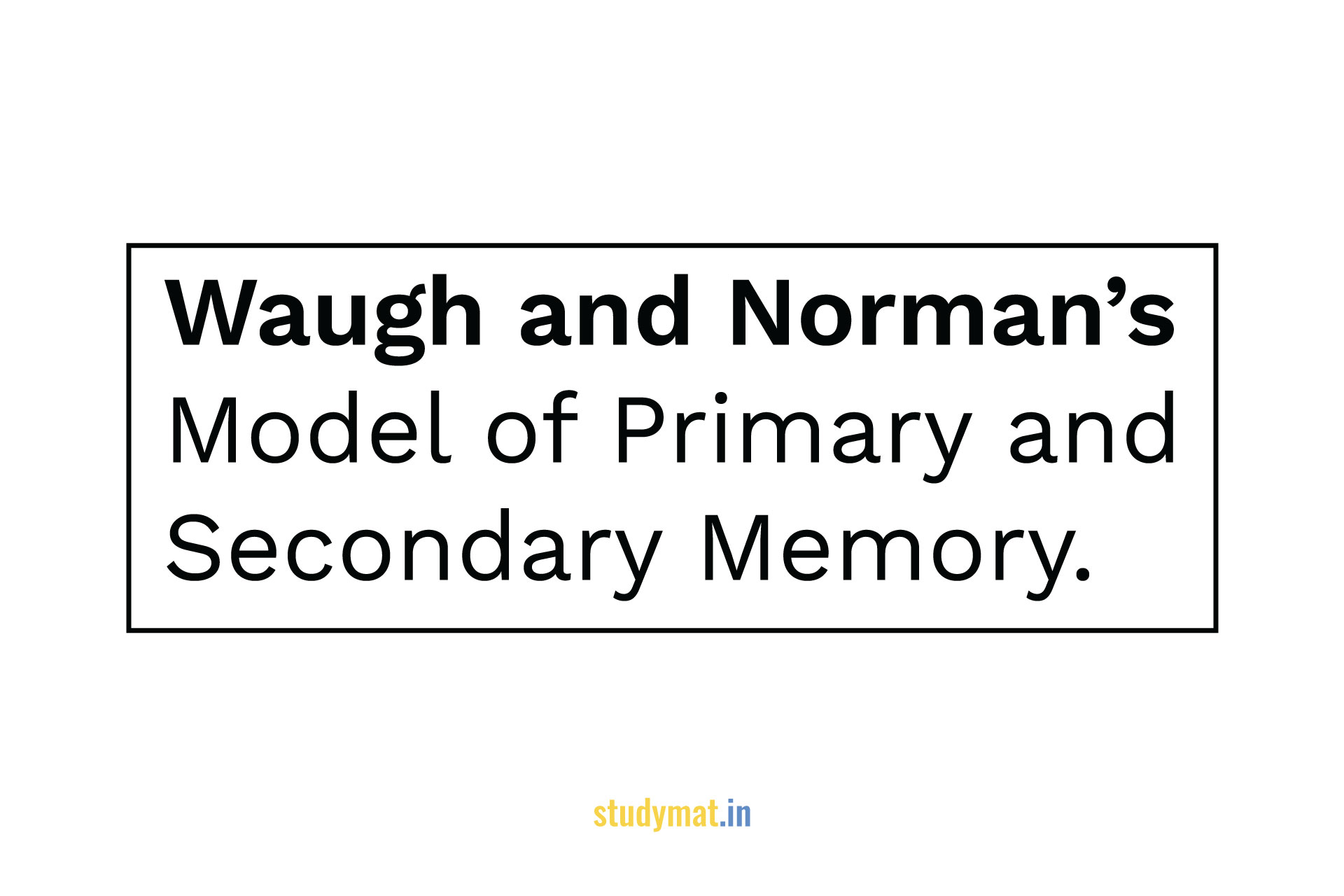 Waugh and Norman’s Model of Memory